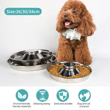 

Dog Slow Feeding Bowl, Dog Food Bowl, Stainless Steel Slow Dog Feeder, Cat Pet Slow Feeder, Anti-Slip Feeder