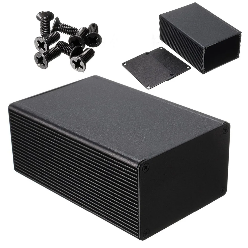 

Aluminum Enclosure Case Black Electronic Project Instrument Box with Corrosion Resistance with 8 Screws 100x66x43mm