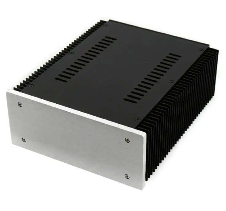 Black 2109 Full Aluminum Amplifier Enclosure Case Preamplifier Box PSU Chassis