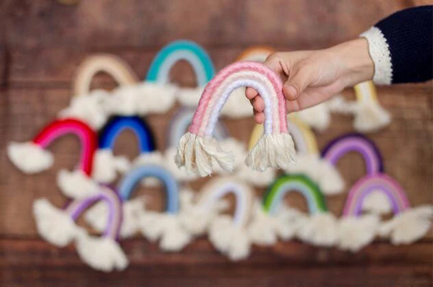 Ylsteed Newborn Photo Props Hand Made Cotton Rainbow Style Rope Home Deco Newborn Photography Accessories Baby Picture Idea