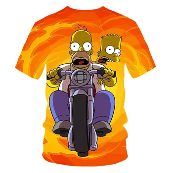 

Novelty cartoon children simpsons 3D printed short-sleeved fashion summer boys and girls fun t-shirts hot tops