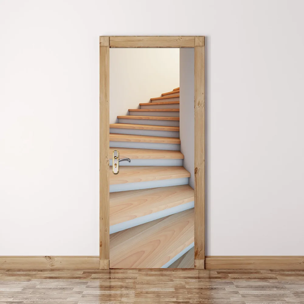 Funlife искусственные 3D лестницы двери наклейки 3D обновления Водонепроницаемый Творческий самоклеющиеся деревянные двери наклейки на стену DM