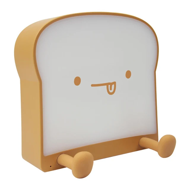 Toastbrot-Cartoon 3D-LED-Nachtlichter, weiche Silikon-Telefon-Stents, Schlaflampe, Stressabbau-Spielzeug, Schlafzimmer-Tischdekoration für Zuhause_voghion.com