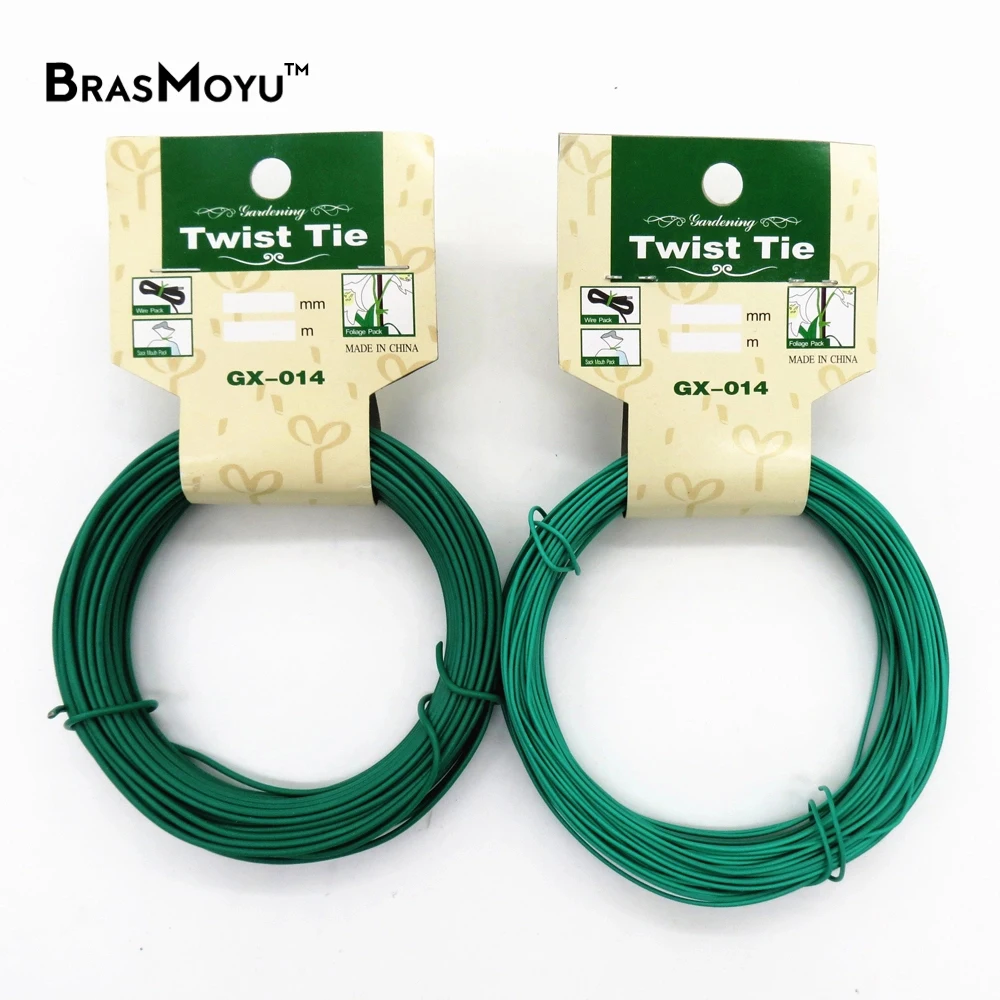 1PCS 12/15m Plant Twist Tie Garden Wire Green Cable Tie Coated Wire Garden Bonsai Outlet for Holding Branch BRASMOYU plant ties bonsai wires