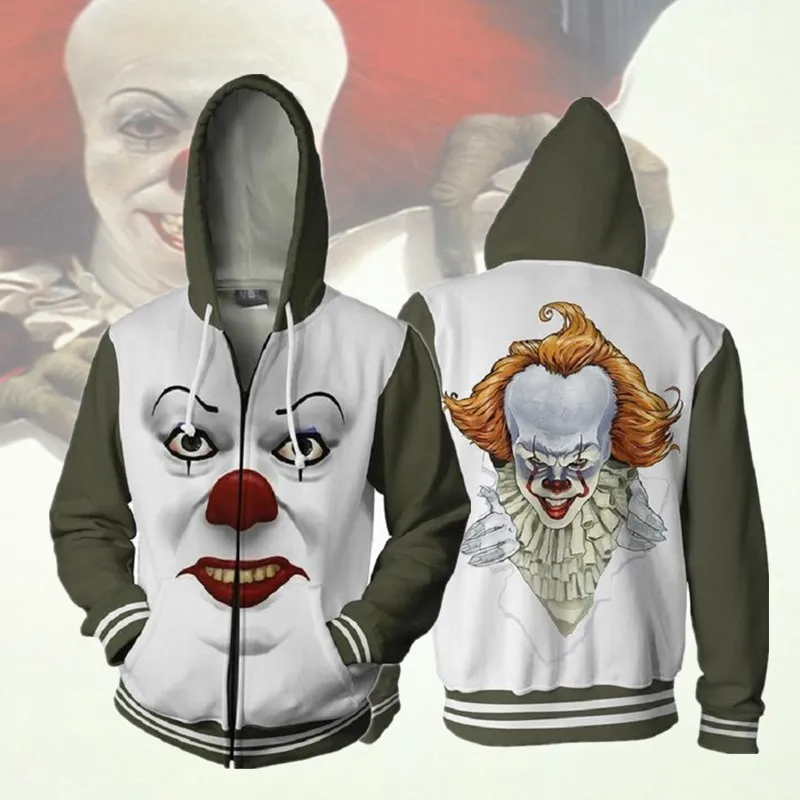 Movie Stephen King IT The Clown Pennywise Косплей-костюмы с капюшоном для мужчин и женщин