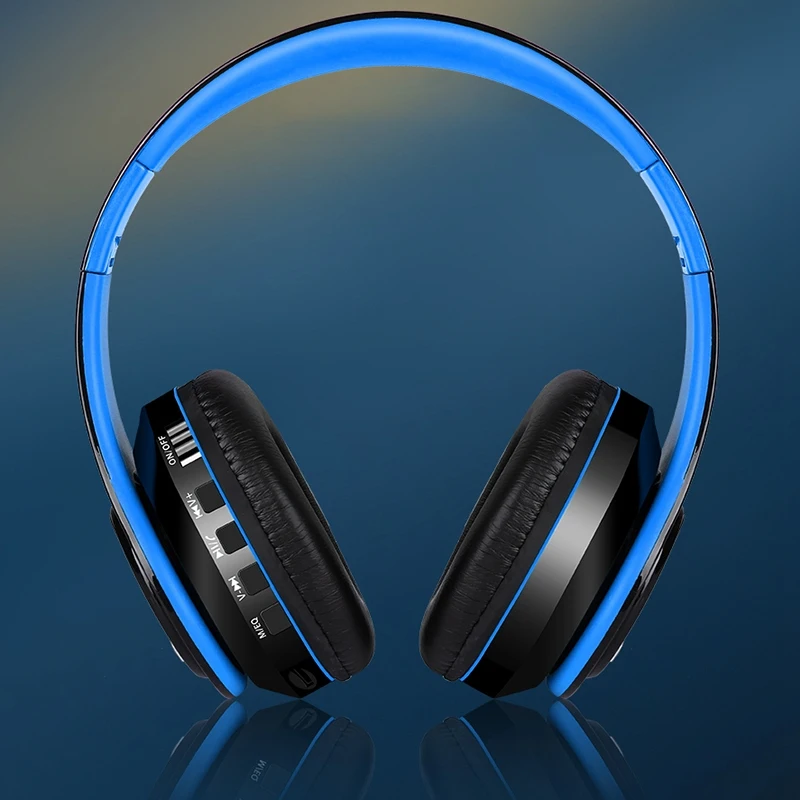 HIFI Stereo Earphones Bluetooth Headphone Music Headset Mic for Mobile Xiaomi Phone Samsung Tablet Blue Black 