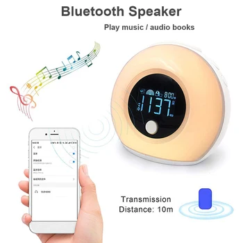 

Luxury gifts Alarm Clock 5 color light modes Wake Up Light LED Bluetooth Speaker Color Change Lamp Kids Bedroom Alarm Clock