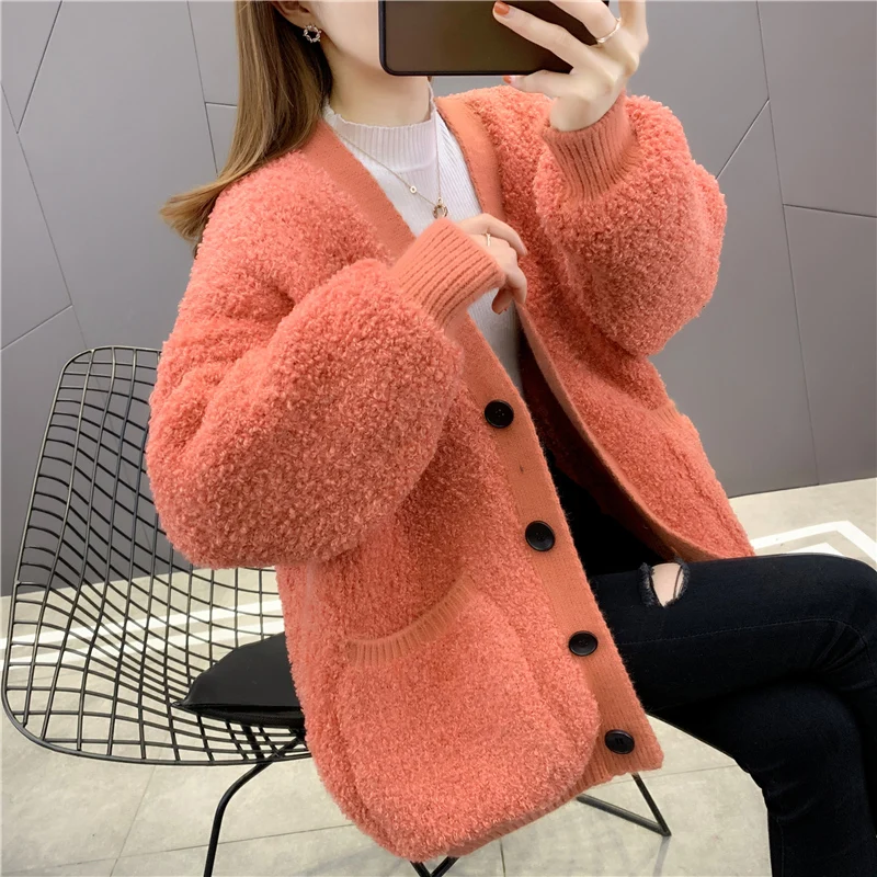 

Room 191286, under the lateral line 3 】 make plush knitting cardigan pocket [3001] 86