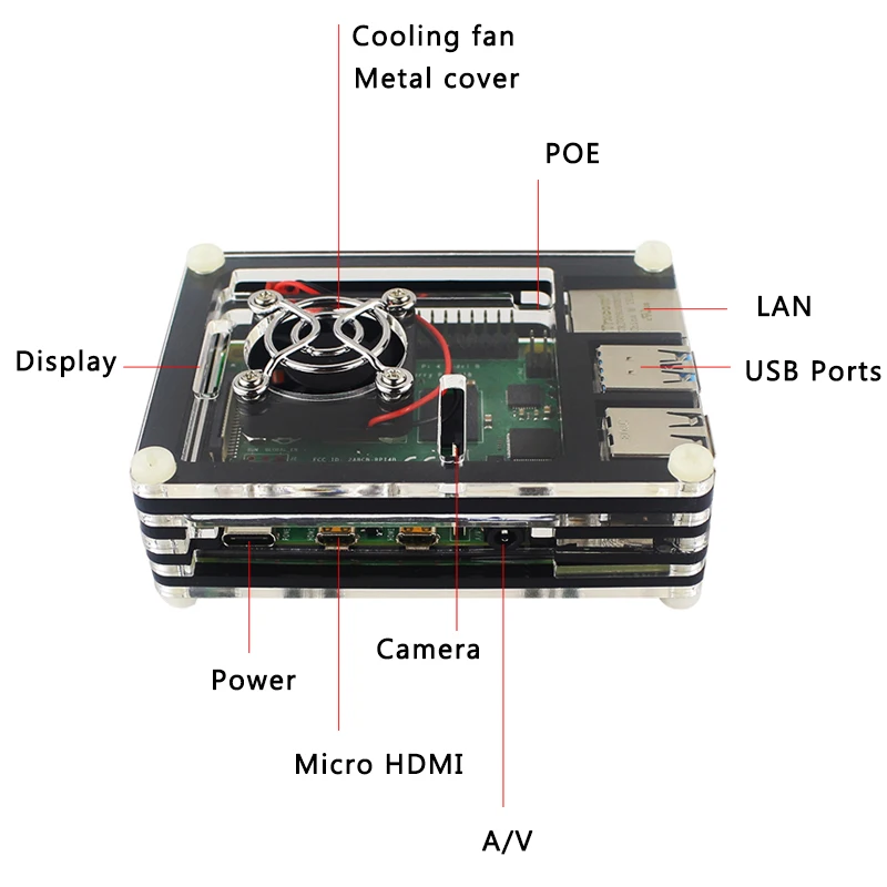 Raspberry Pi 4 акриловый чехол 9 слойная коробка прозрачный корпус чехол разноцветный для Raspberry Pi 4B