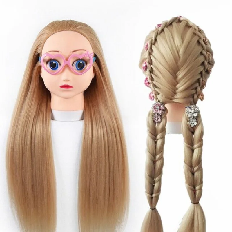 

Professional 65CM cartoon Practice Heads With Long Thick Hairs Practice Hairdressing Mannequin Dolls Styling Maniqui For Sale