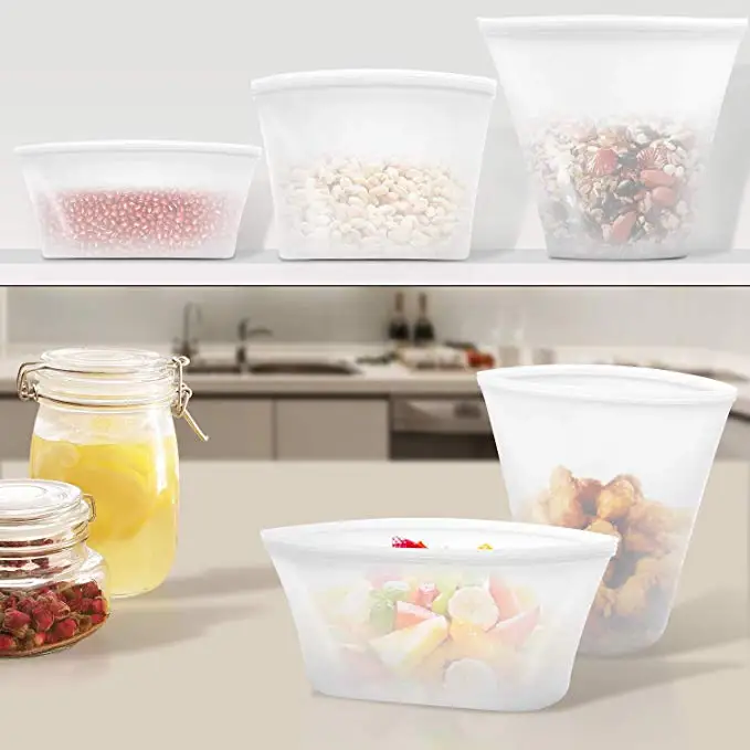 Силиконовые контейнеры для хранения продуктов герметичная миска для свежей еды многоразовый закрывающийся мешок для фруктов и овощей с уплотнительными зажимами Прямая поставка