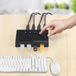 Boîtier de commutation KVM USB 2.0, 4 interrupteurs, séparateur de partage pour PC, clavier, souris, avec 4 câbles USB, livraison directe 