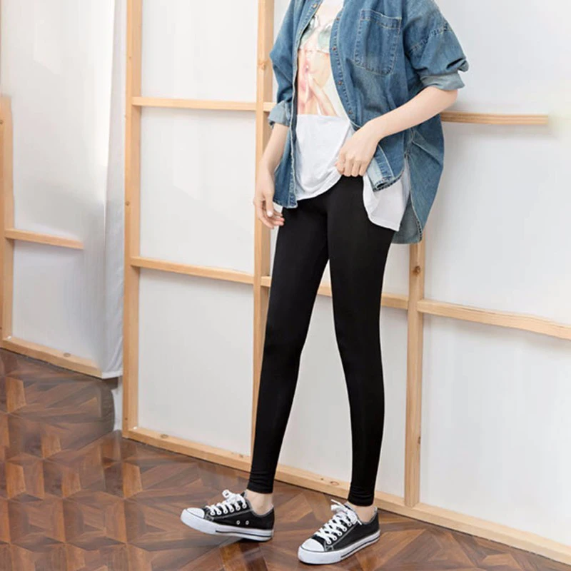 New Autumn Winter Fashion Black Grey Elastic Low Waist Knitted Jogger Pants Leggings Thin Modal Pants Women Slim Leggings