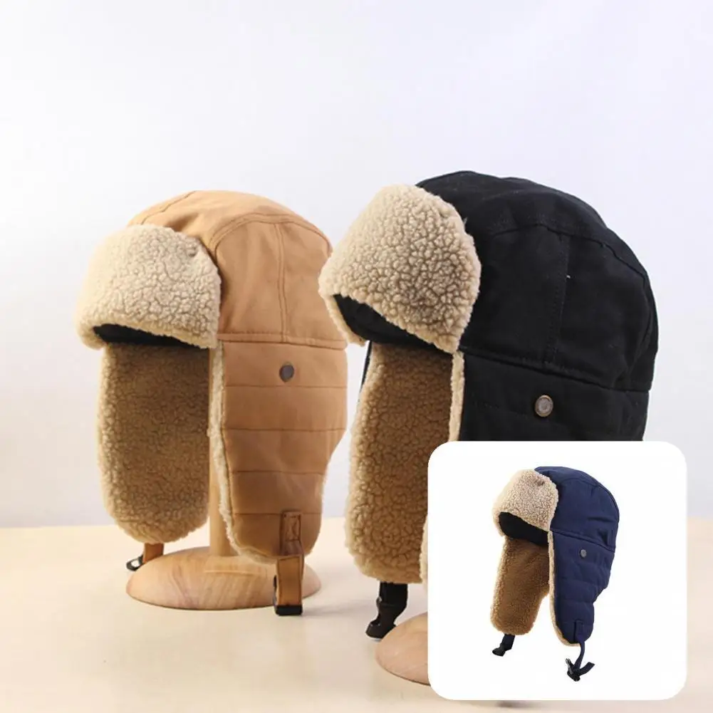 

Warm Bomber Hats Earflap Russian Hat Men Women Ear Flap Winter Hat Windproof Cycling Skiing Winter Snow Hats