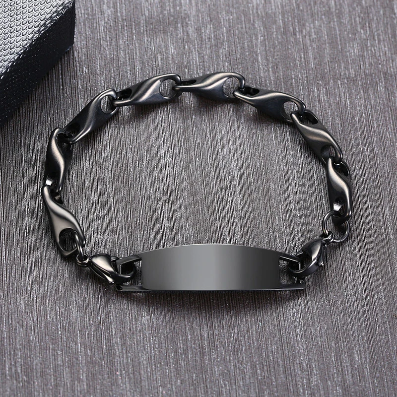 Personalized Stainless Steel 316l Black Id Bracelet For Men Free