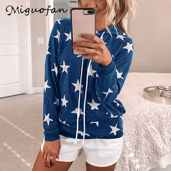 

Miguofan printing stars hooded women hoodies sweatshirts long sleeve tops autumn female casual streetwear hoodies sweatshirts