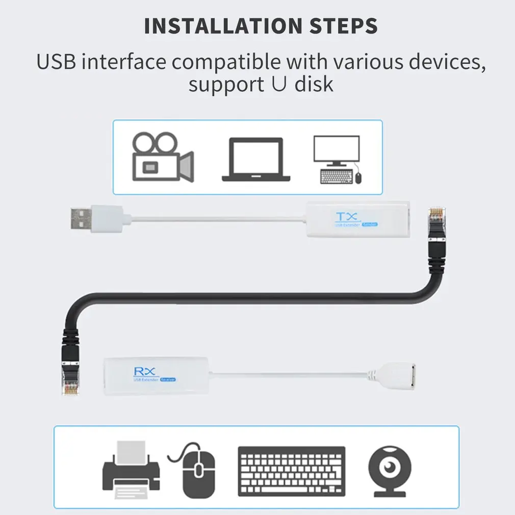 USB 2,0 200 м удлинитель по RJ45 Ethernet кабель USB2.0 RJ45 200 м удлинитель адаптер TX RX приемник отправителя