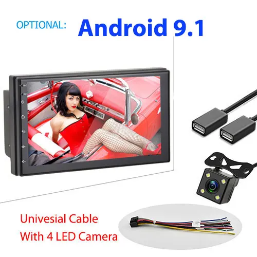 New 4 LED Camera Podofo автомобильный мультимедийный плеер Andriod gps навигация 2DIN HD Авторадио WiFi USB FM 2 Din " автомобильный аудио Радио стерео резервный монитор - Цвет: New 4 LED Camera