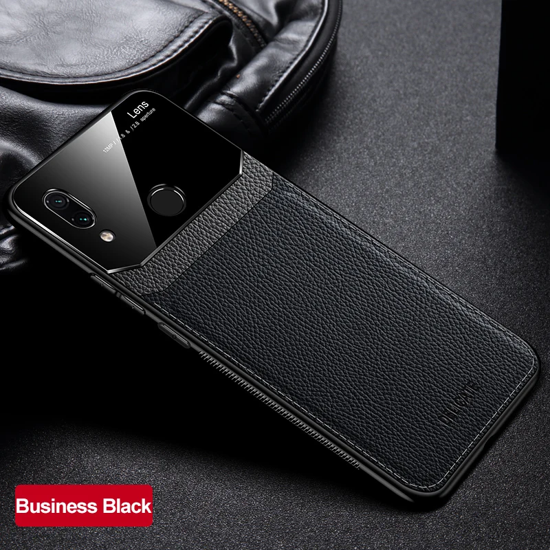I coque чехол для Xiaomi Redmi Note 7 Pro Note7 на кожаном зеркальном стекле Силиконовый