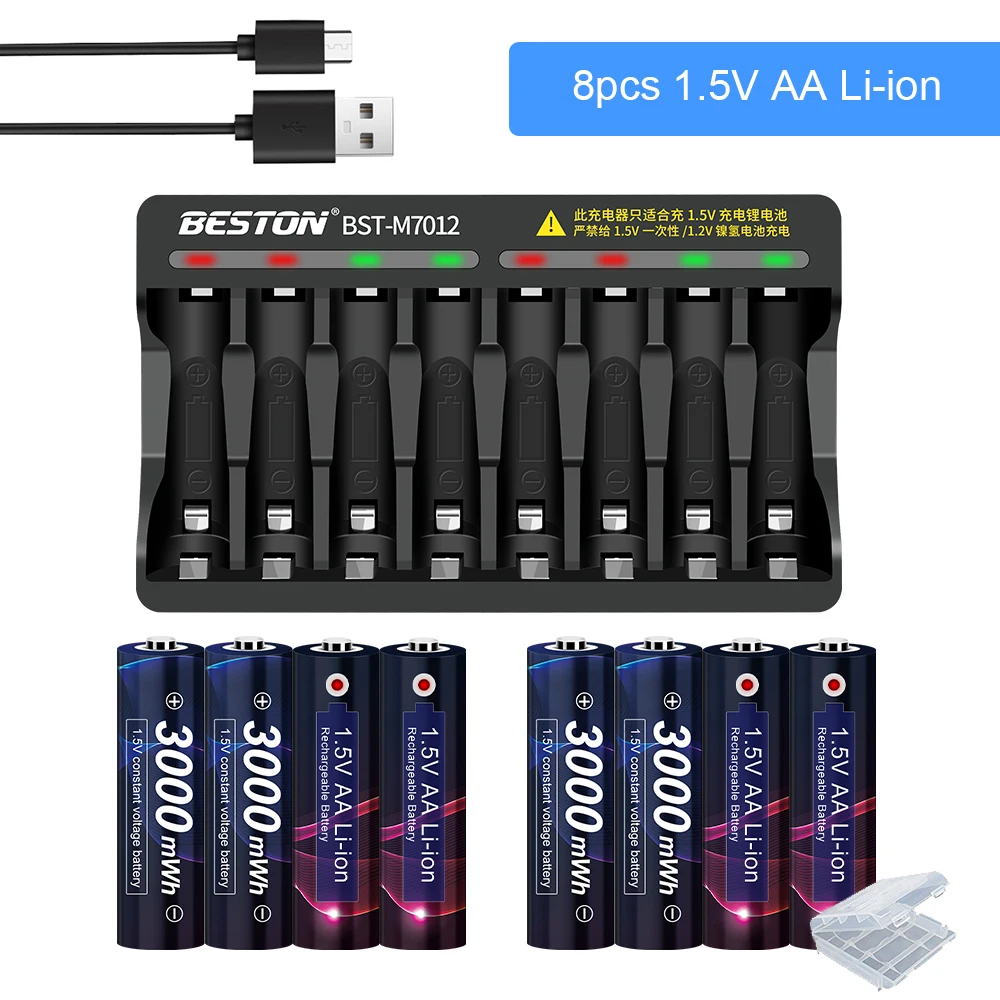 8 слотов 1 5 в aa перезаряжаемый аккумулятор светодиодный индикатор USB зарядное