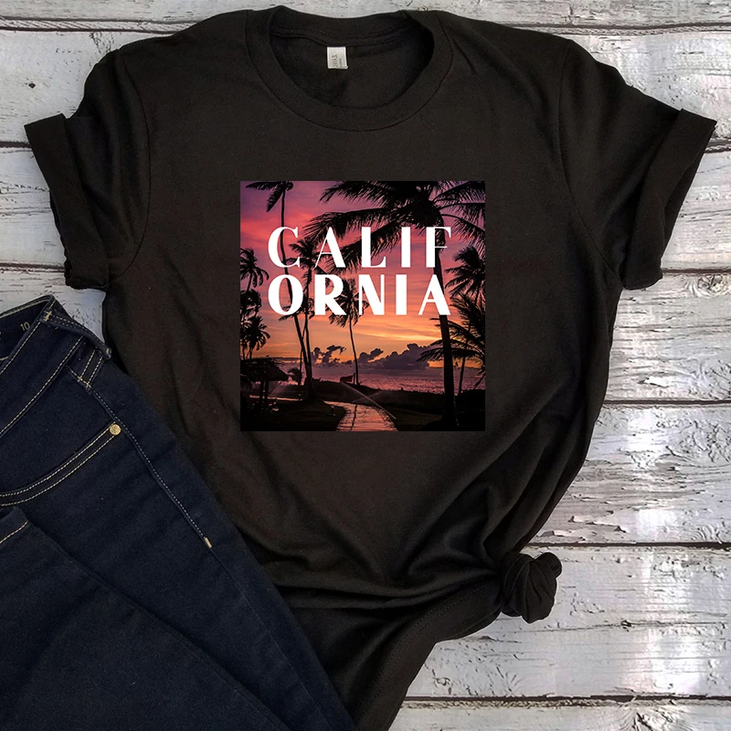 Женская футболка с принтом на пляже белая Винтажная Футболка кокосовой пальмы и