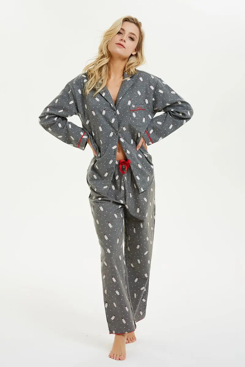 Женский пижамный комплект пижама женская зимняя Пижама для женщин домашний костюм тонкая пижама с принтом из мультфильма пижамы с принтом домашняя одежда Женская милая повседневная одежда для сна с длинным рукавом
