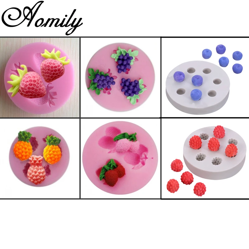Moules A Gateau En Silicone Fondant Cerise Ananas Fraise Litchi Myrtille Raspberry Chocolat Outils De Decoration De Gateau De Mariage Aliexpress