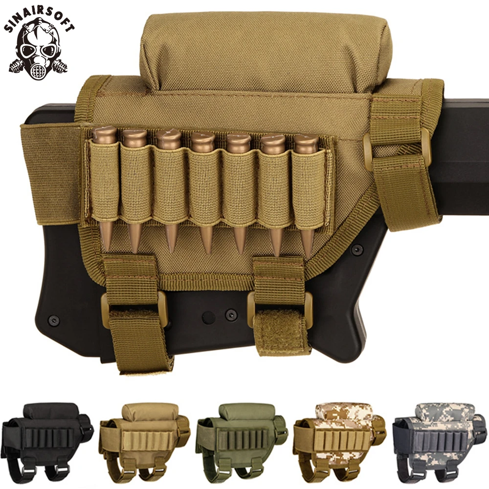 Tactical Buttstock Cheek Rest Riser Rifle Pad Ammo Carteidge Carrier Case Holder 