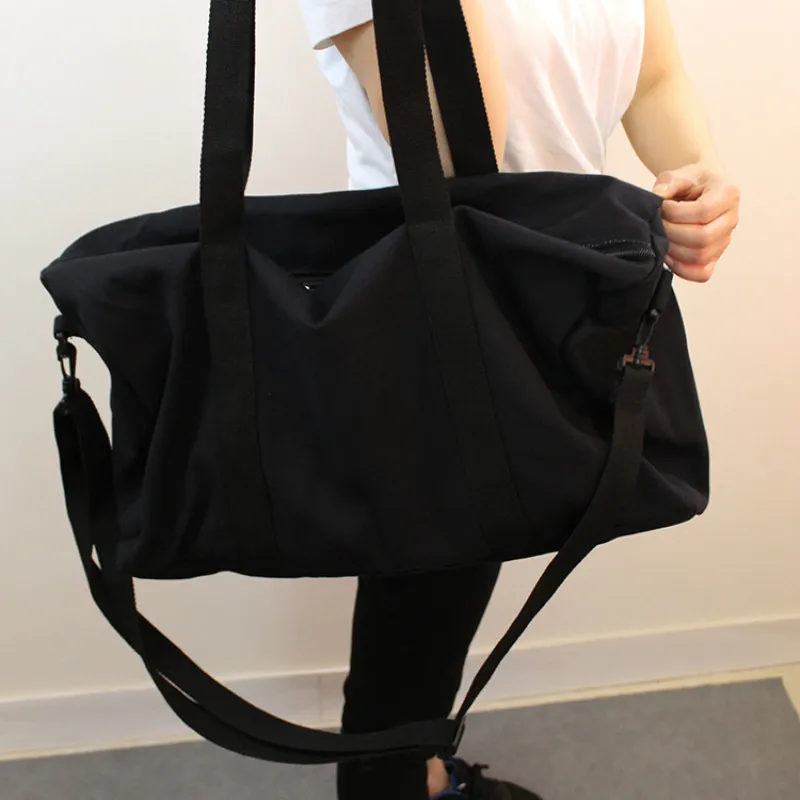 

1PCS Pure Color Canvas Travel Bag Simple Fabric Handbag Large Capacity Overnight Bag