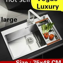 Квартира кухня ручная раковина одинарная мойка vogue сделать блюда 304 нержавеющая сталь Горячая большой 75x48/78x50 см