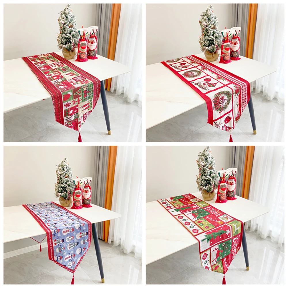 

Декоративная скатерть для стола, 2022x33 см, с принтом снеговиков и снежинок, новый год, Рождество, для вечерние, домашнего декора, 180