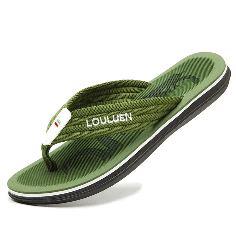 

Korean Summer Simple Letter Flip Flop Men Non-Slip Beach Slipper Casual Men Flat Soft Massage Design Flip Flops Men Sliders 2022