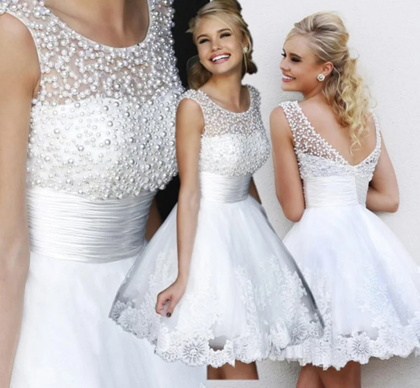 Vestidos de novia аппликационные жемчужины для кружева короткие свадебные платья на