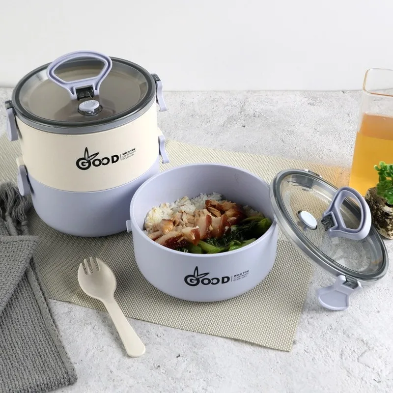 Тепловой Ланч-бокс для детей, контейнеры для еды, герметичные Bento, портативный контейнер для пикника, школы, еды, двойная Изолированная коробка H1227