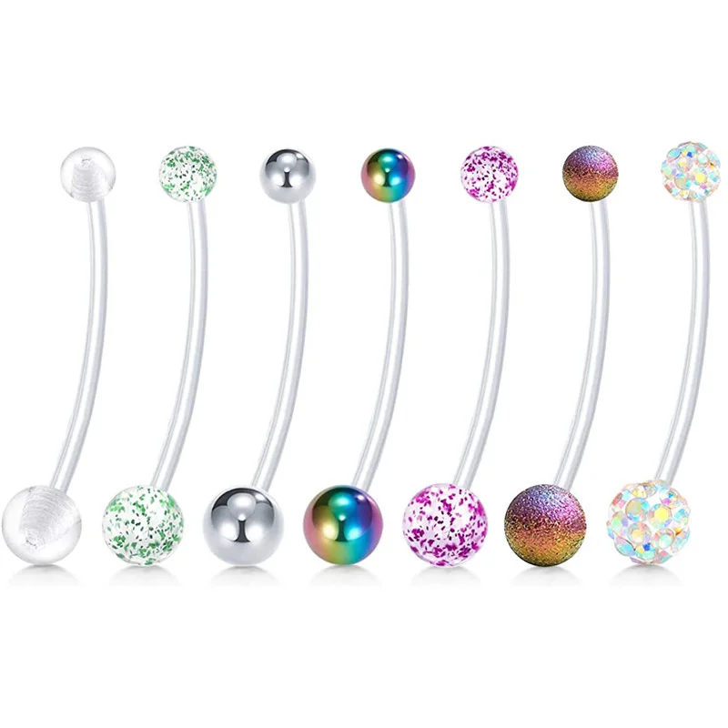 FECTAS 14G Pregnancy Belly Button Rings Maternity Sports Clear Acrylic Bioflex Flexibal Retainers 1 1/2in 