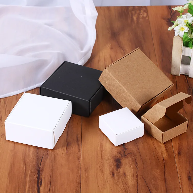 

10pcs/Lot Black Cardboard Paper Boxes Blank Kraft Paper Carton Box Folding Handmade Soap Jewelry Party Small Gifts Packaging Box