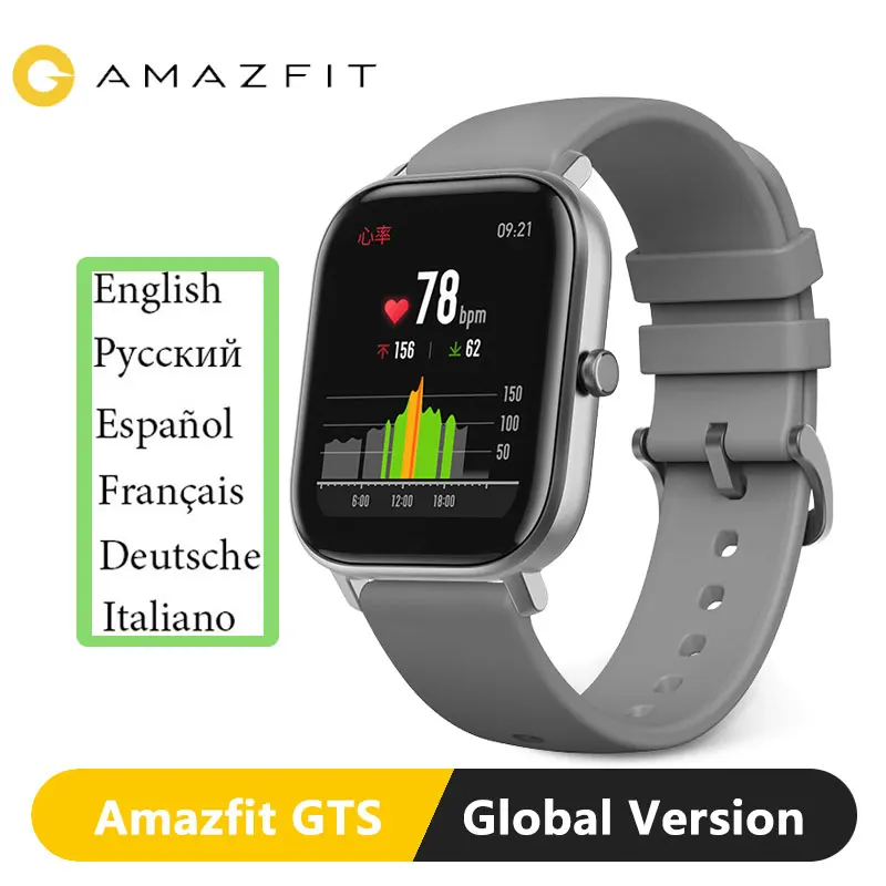 Глобальная версия Amazfit GTS Смарт-часы 5ATM водонепроницаемые плавательные умные часы 14 дней батарея управление музыкой для телефона Xiaomi IOS - Цвет: Dolphin Grey