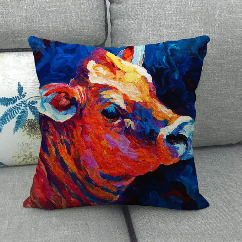 45 см* 45 см paiting farm корова дизайн лен/хлопковая подушка для дивана Чехлы диванная подушка крышка декоративная подушка для дома