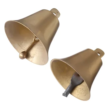 

2Pcs Brass Opening Horn Bells Copper Bell Pendants DIY Wind Chimes Accessories
