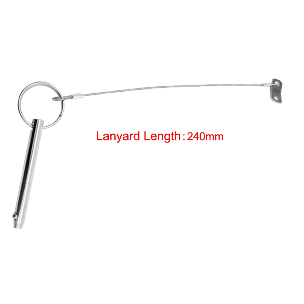 4x Boat Bimini Top 316 Stainless Steel Quick Release Pin w/ 240mm Lanyard