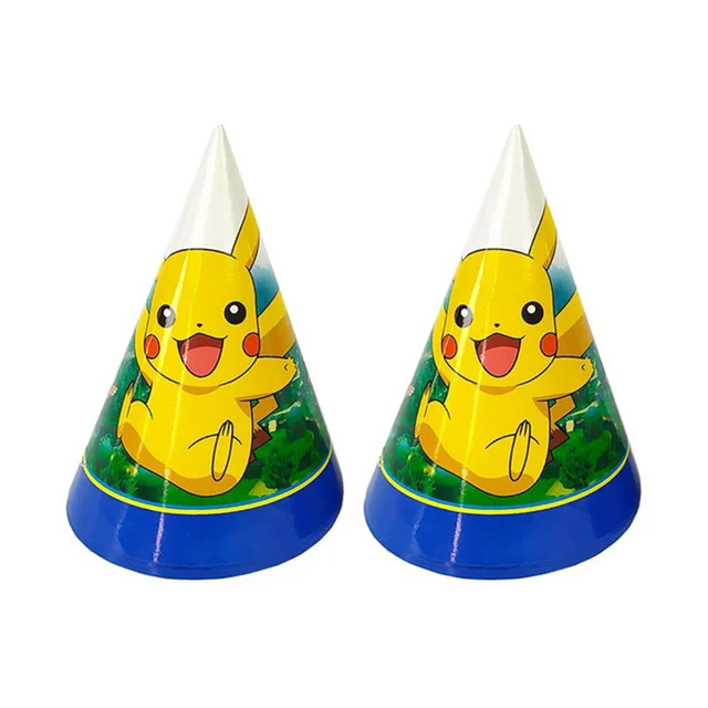 Pokemon Birthday Party Decorations Pikachu Foil Balloons Disposable Tableware Plate Napkin Backdrop For Kids Boy Party Supplies Hat 6pcs