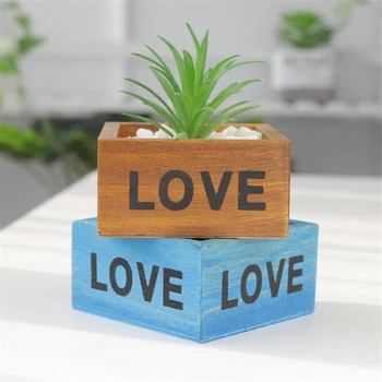 

Creative New Square Wooden Succulent Plant Flower Bed Pot Box Garden Planter Home Storage fleshy flower pot Garden Pots