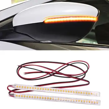 

Car Rearview Mirror Indicator 28 LEDs Lamp Streamer Strip Flowing Turn Signal Lamp Amber Car Light Source Interior