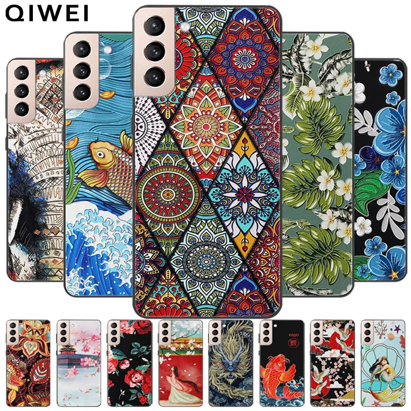 Для Samsung S21 / плюс Чехол рельефная мягкая накладка на заднюю панель из силикона для