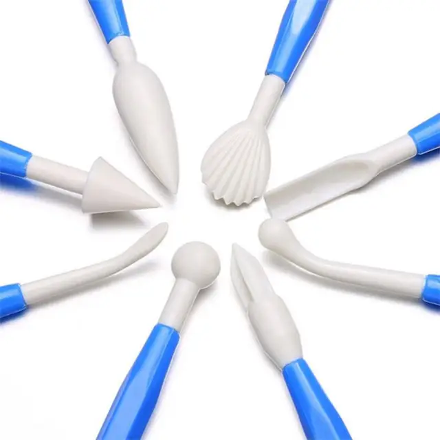 8Db/Készlet Szobor Cukormodellezés Vágó Simább Polimer Agyag Penész Fondant Virágmás Paszta Dekorációs Toll Szerszámkészlet - Image 3