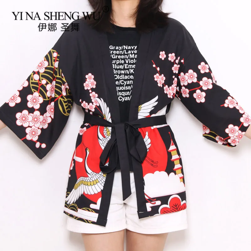 Kimono Women Asia Japanese Kimono Cardigan Cosplay Blouse Neutral Man Japanese Yukata Female Summer Beach Casual Coat
