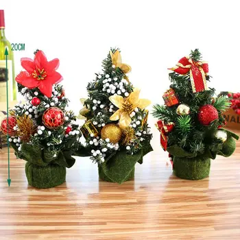 

1-Small Christmas Tree Artificial Bonsai Plant Flowers Desktop Decoration For Christmas Home Party Decoration