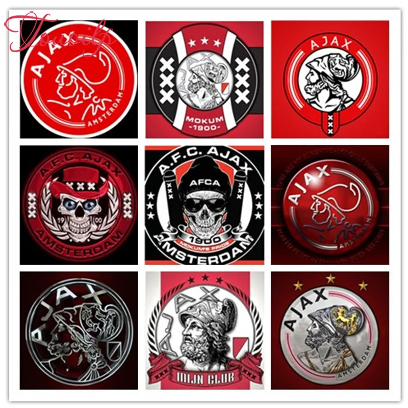 

TOUOILP Diamond Embroidered Full Square&Round Drill Football team logo AJAX 5d Diamond Painting Cross Stitch Soccer Decorations