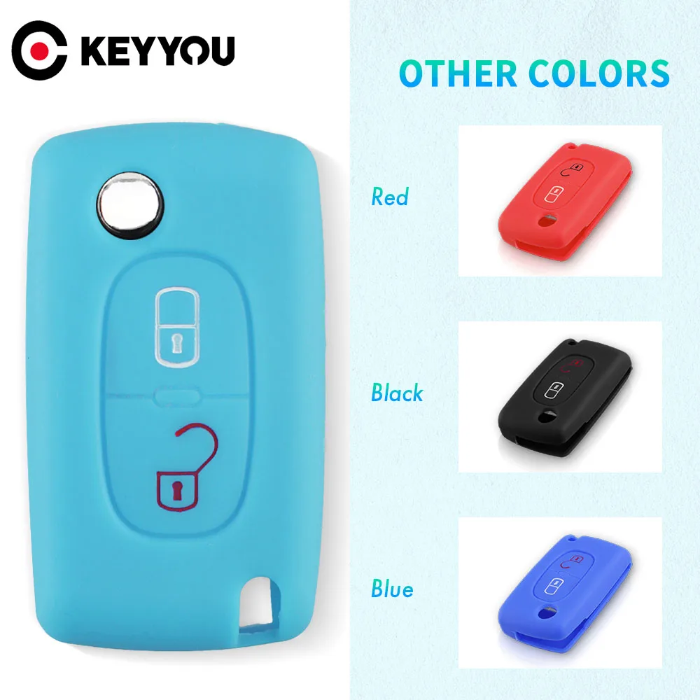 Силиконовый чехол KEYYOU для дистанционного ключа 2 кнопки Peugeot 107 207 307 307S 308 407 607 Citroen