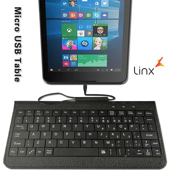 

Micro USB Keyboard with Stand + PU Leather Folio Stand Case for Linx 7/Linx 8/Linx 820 Tablet Dustproof Protective Case